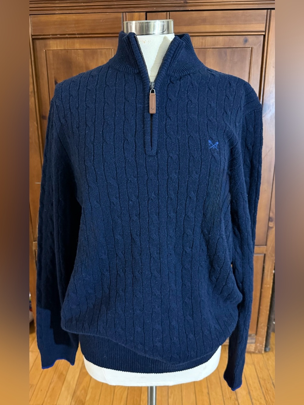 Men's Cable-Knit Half-Zip Lambs Wool Sweater